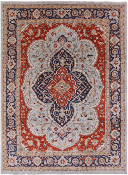 Blue Fine Serapi Handmade Area Rug - 9' 1" X 12' 3" - Golden Nile