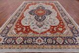 Blue Fine Serapi Handmade Area Rug - 9' 1" X 12' 3" - Golden Nile