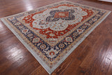 Blue Fine Serapi Handmade Area Rug - 9' 1" X 12' 3" - Golden Nile