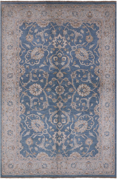 Blue Persian White Wash Area Rug - 6' 1" X 9' 1" - Golden Nile