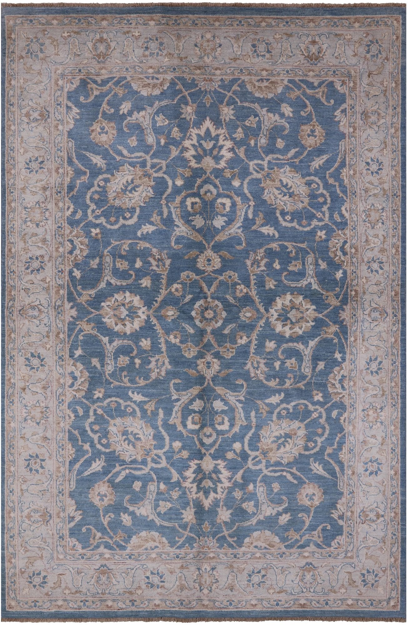 Blue Persian White Wash Area Rug - 6' 1" X 9' 1" - Golden Nile