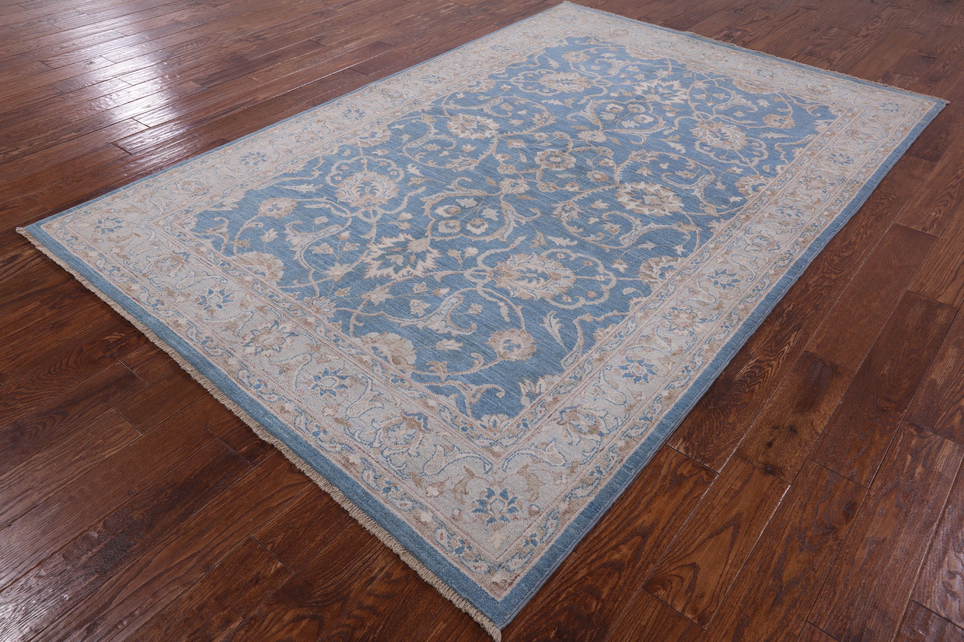 Blue Persian White Wash Area Rug - 6' 1" X 9' 1" - Golden Nile