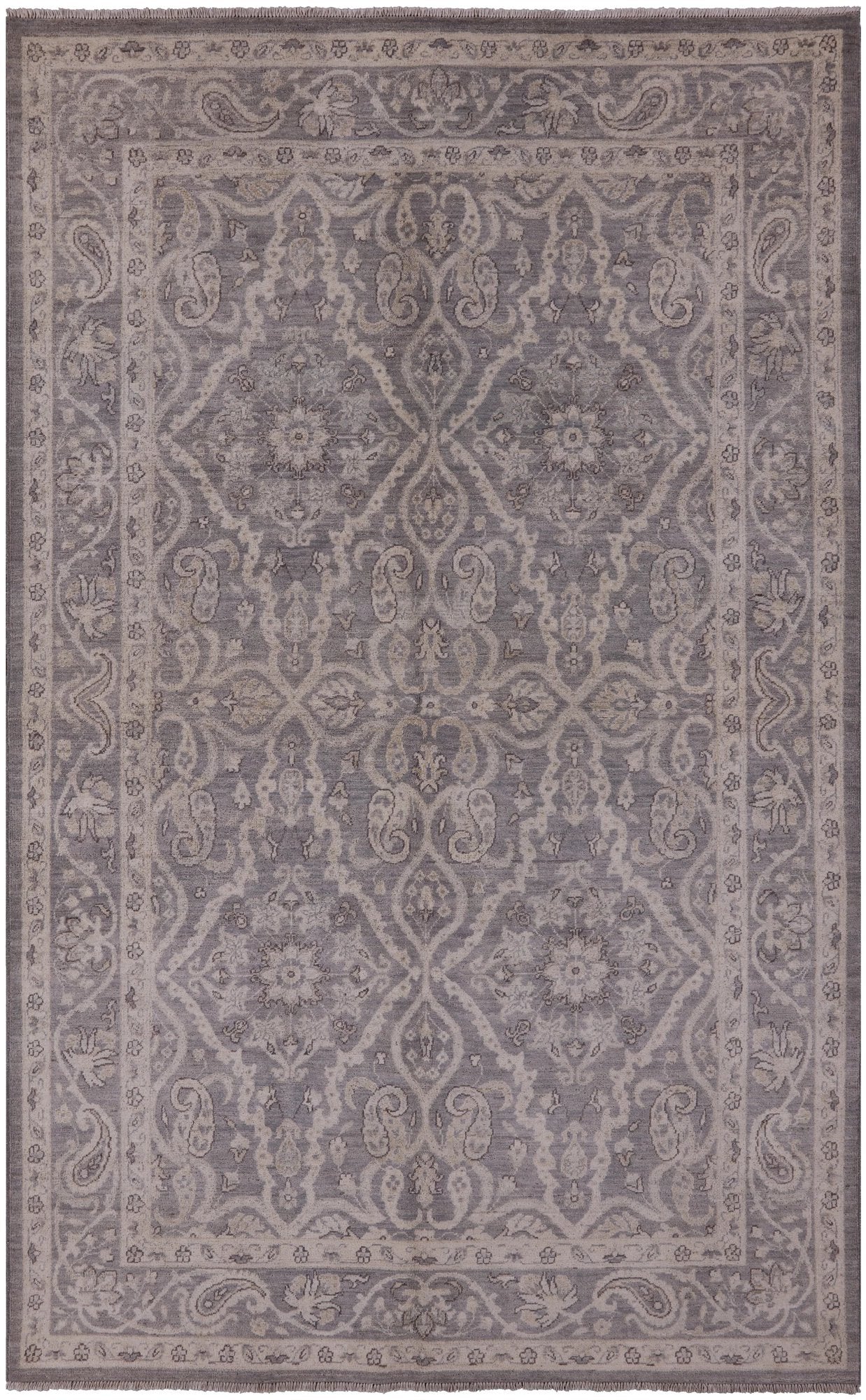 Grey Persian White Wash Wool Area Rug - 5' 10" X 9' 3" - Golden Nile