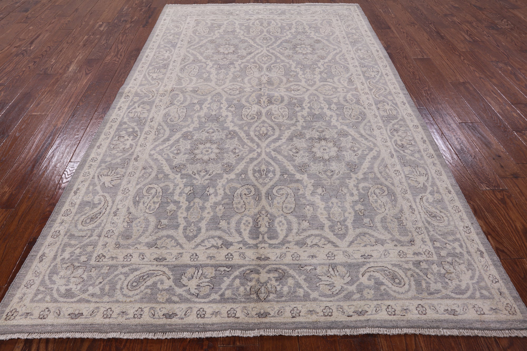 Grey Persian White Wash Wool Area Rug - 5' 10" X 9' 3" - Golden Nile