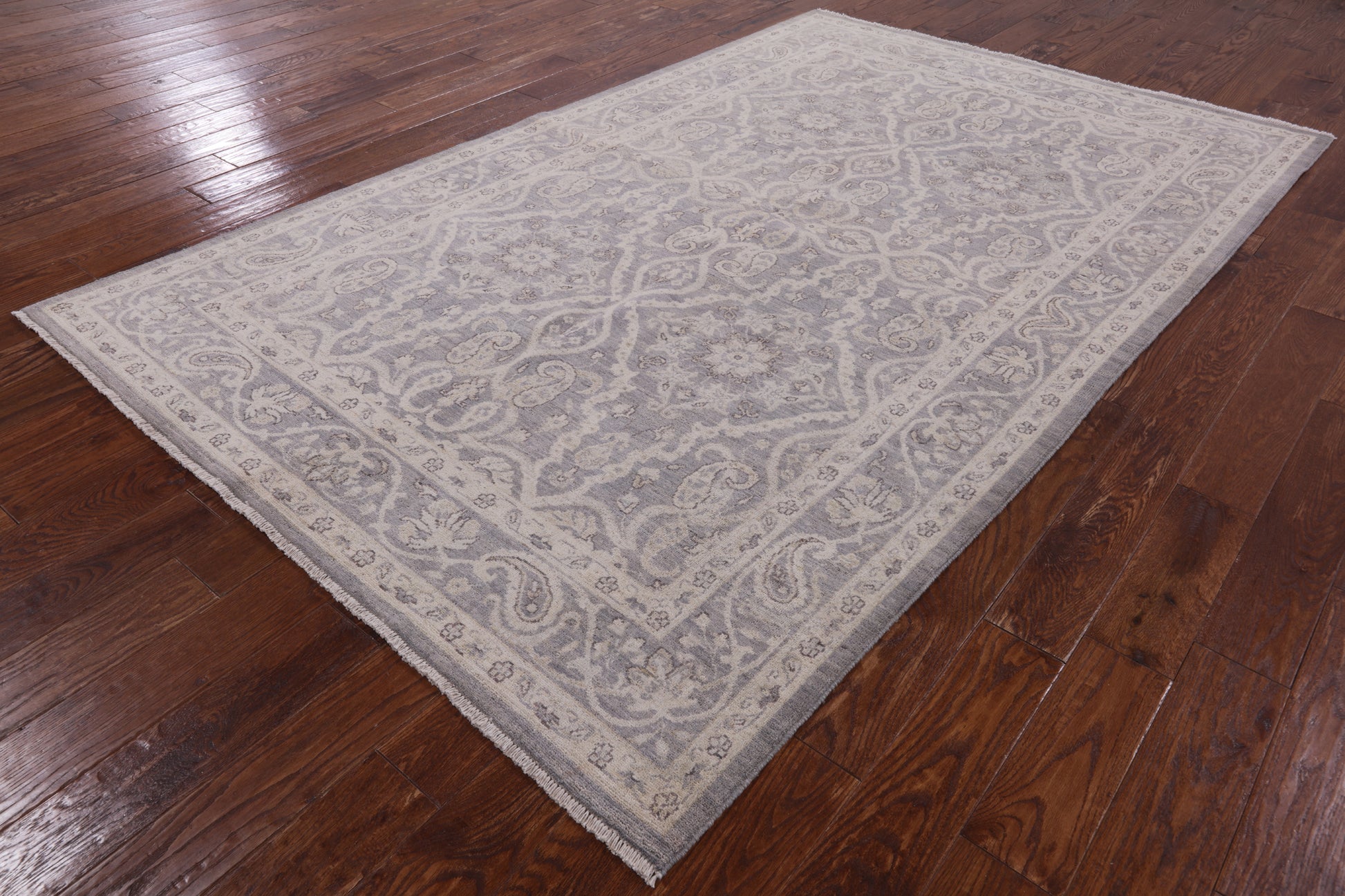 Grey Persian White Wash Wool Area Rug - 5' 10" X 9' 3" - Golden Nile