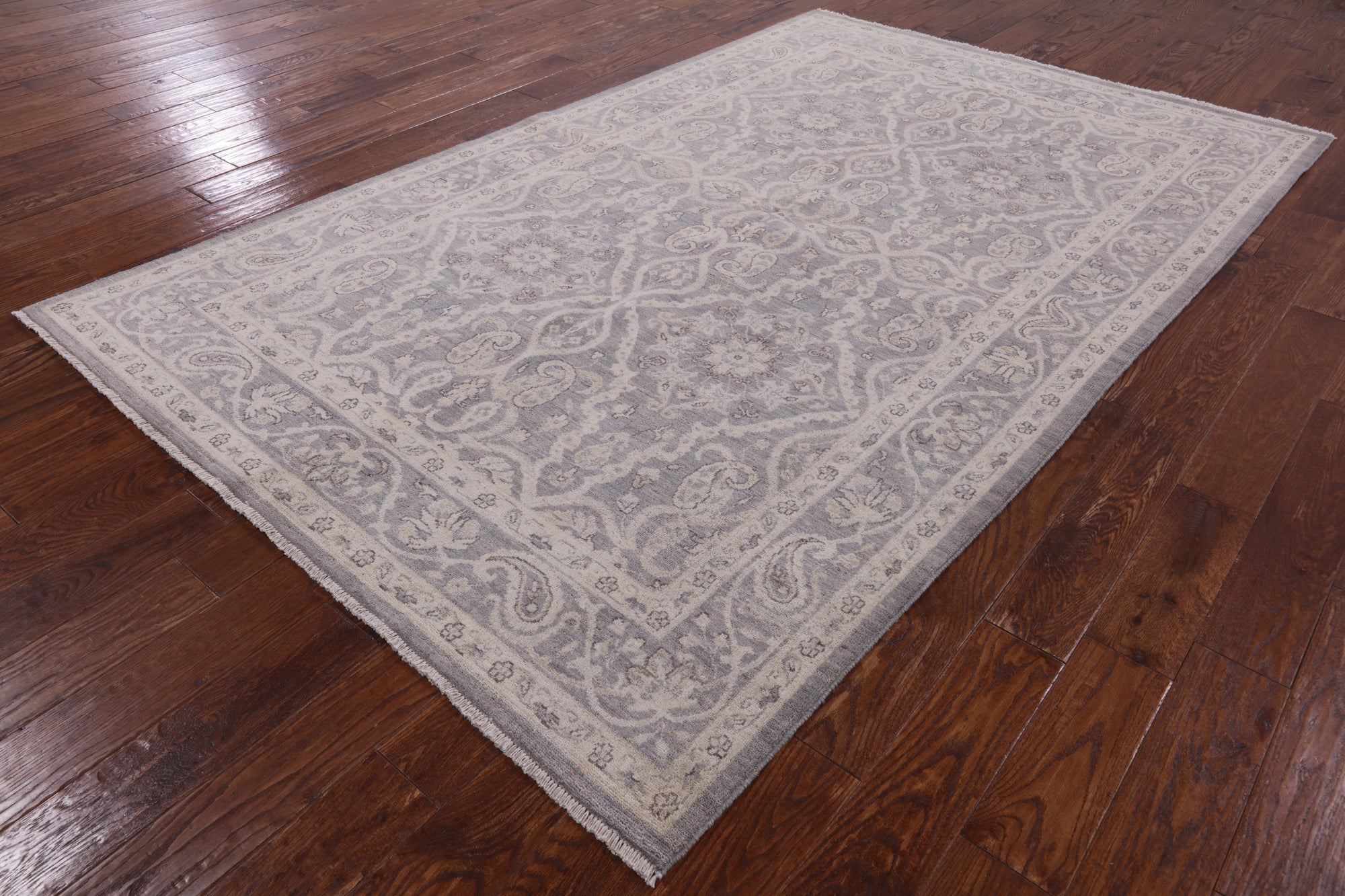 Grey Persian White Wash Wool Area Rug - 5' 10" X 9' 3" - Golden Nile