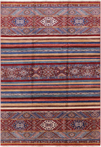 Khorjin Persian Gabbeh Handmade Wool Rug - 6' 11