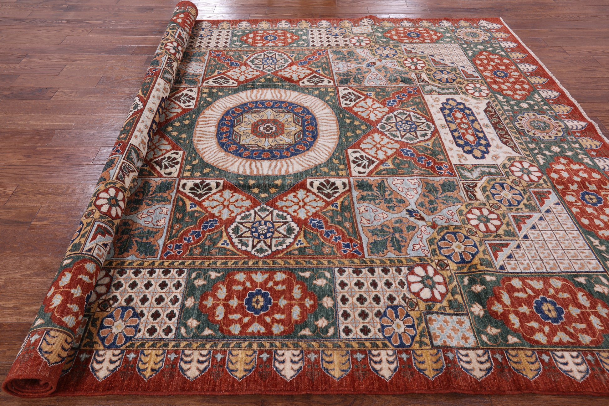 Geometric Persian Mamluk Handmade Area Rug - 8' 4" X 9' 11" - Golden Nile
