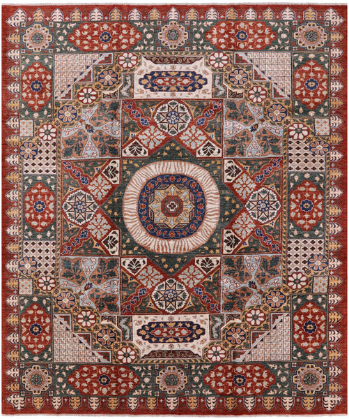 Geometric Persian Mamluk Handmade Area Rug - 8' 4" X 9' 11" - Golden Nile