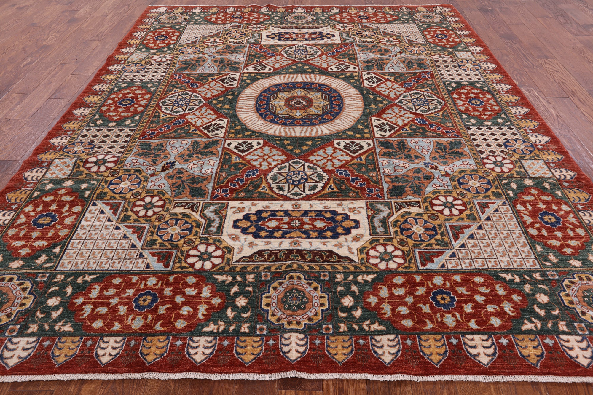 Geometric Persian Mamluk Handmade Area Rug - 8' 4" X 9' 11" - Golden Nile