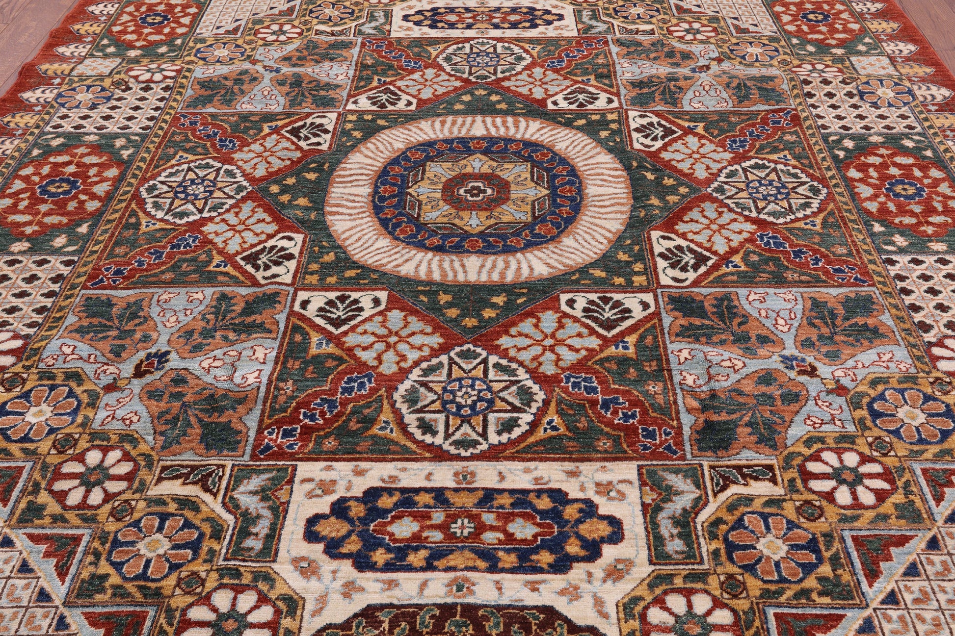 Geometric Persian Mamluk Handmade Area Rug - 8' 4" X 9' 11" - Golden Nile