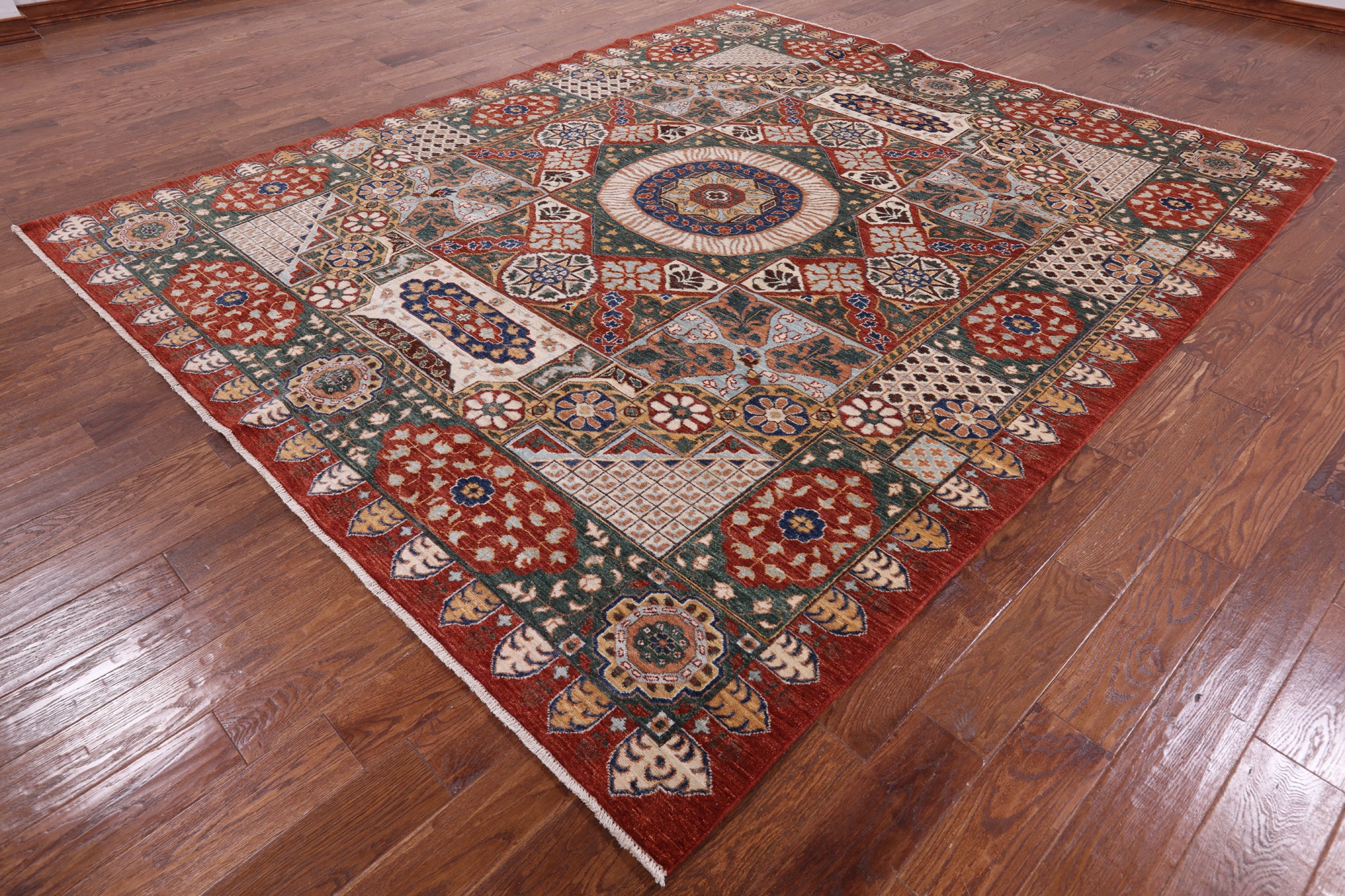 Geometric Persian Mamluk Handmade Area Rug - 8' 4" X 9' 11" - Golden Nile