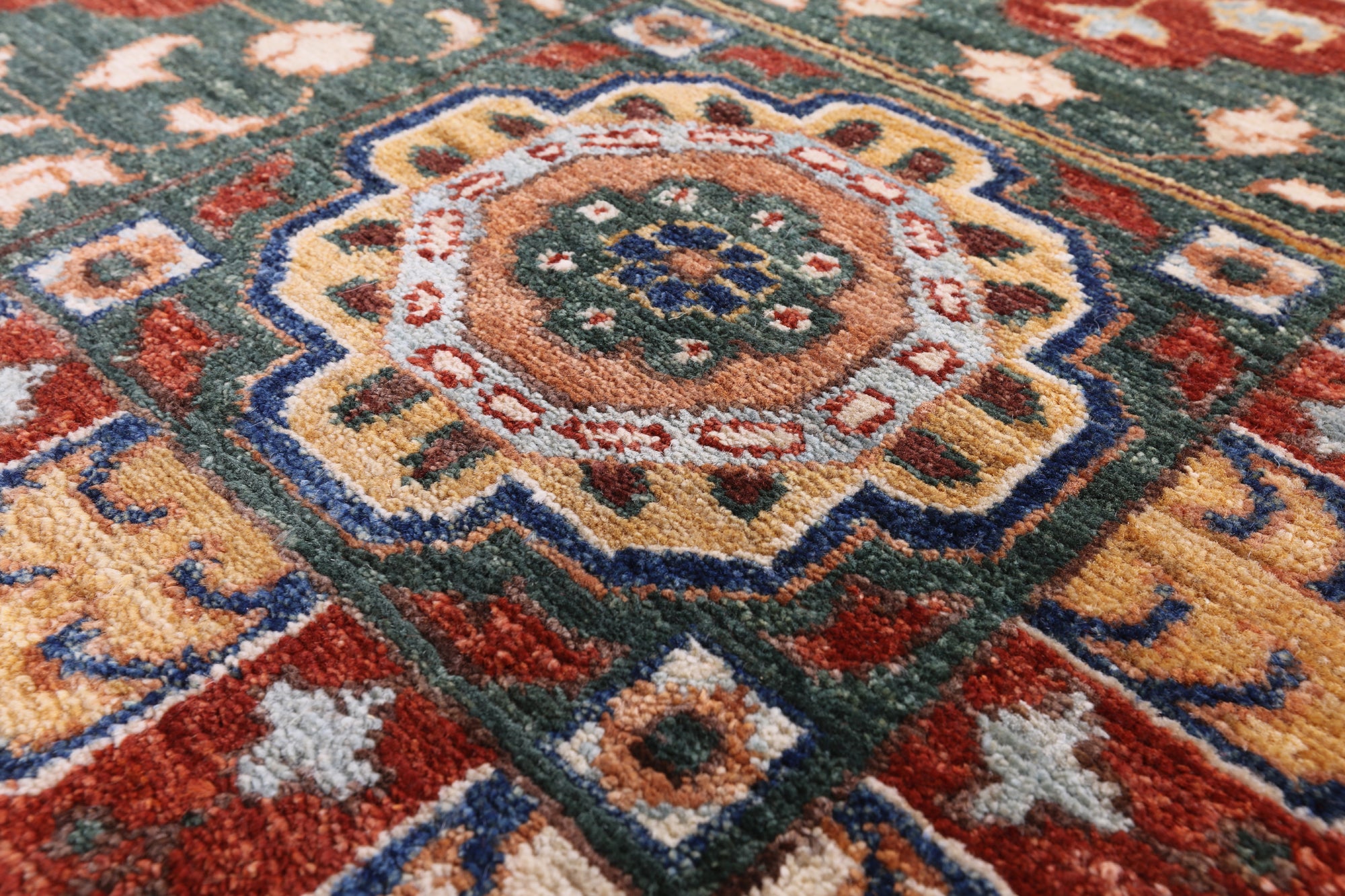 Geometric Persian Mamluk Handmade Area Rug - 8' 4" X 9' 11" - Golden Nile