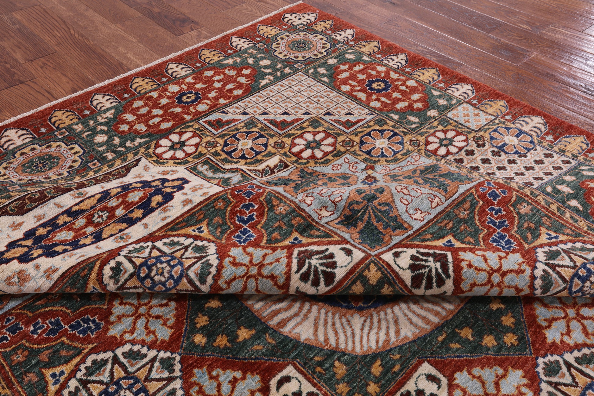 Geometric Persian Mamluk Handmade Area Rug - 8' 4" X 9' 11" - Golden Nile