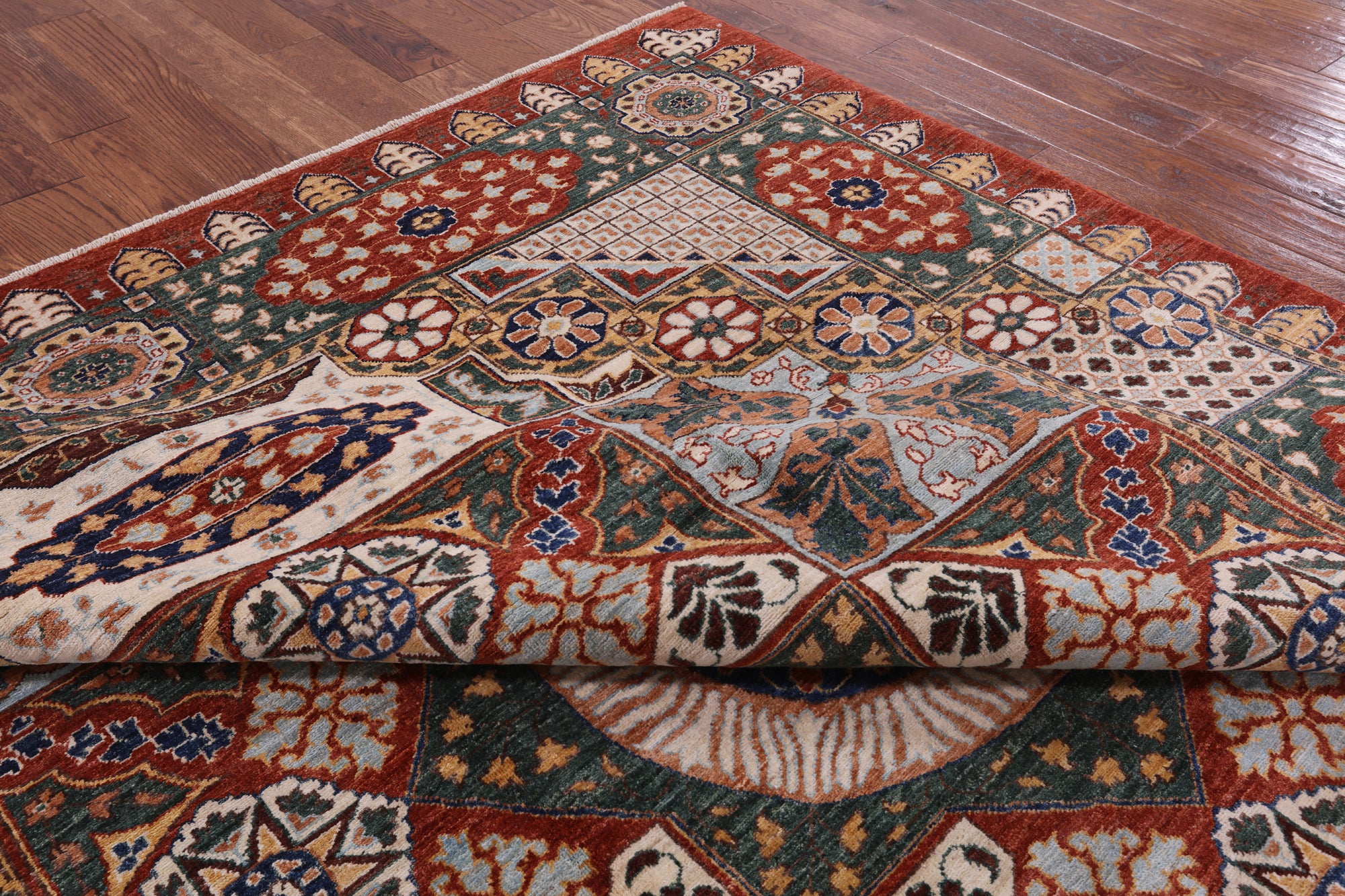 Geometric Persian Mamluk Handmade Area Rug - 8' 4" X 9' 11" - Golden Nile