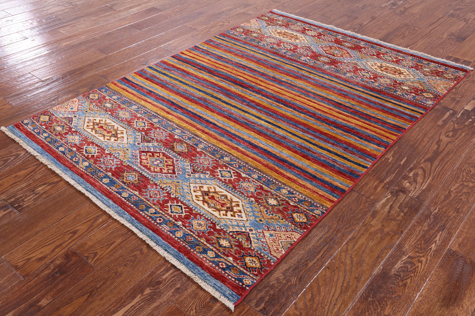 Khorjin Persian Gabbeh Hand Knotted Area Rug - 4' 2" X 6' 1" - Golden Nile