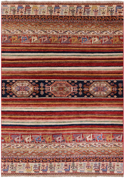 Tribal Persian Gabbeh Hand Knotted Wool Rug - 4' 0" X 5' 8" - Golden Nile