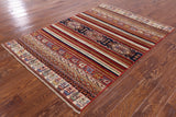 Tribal Persian Gabbeh Hand Knotted Wool Rug - 4' 0" X 5' 8" - Golden Nile