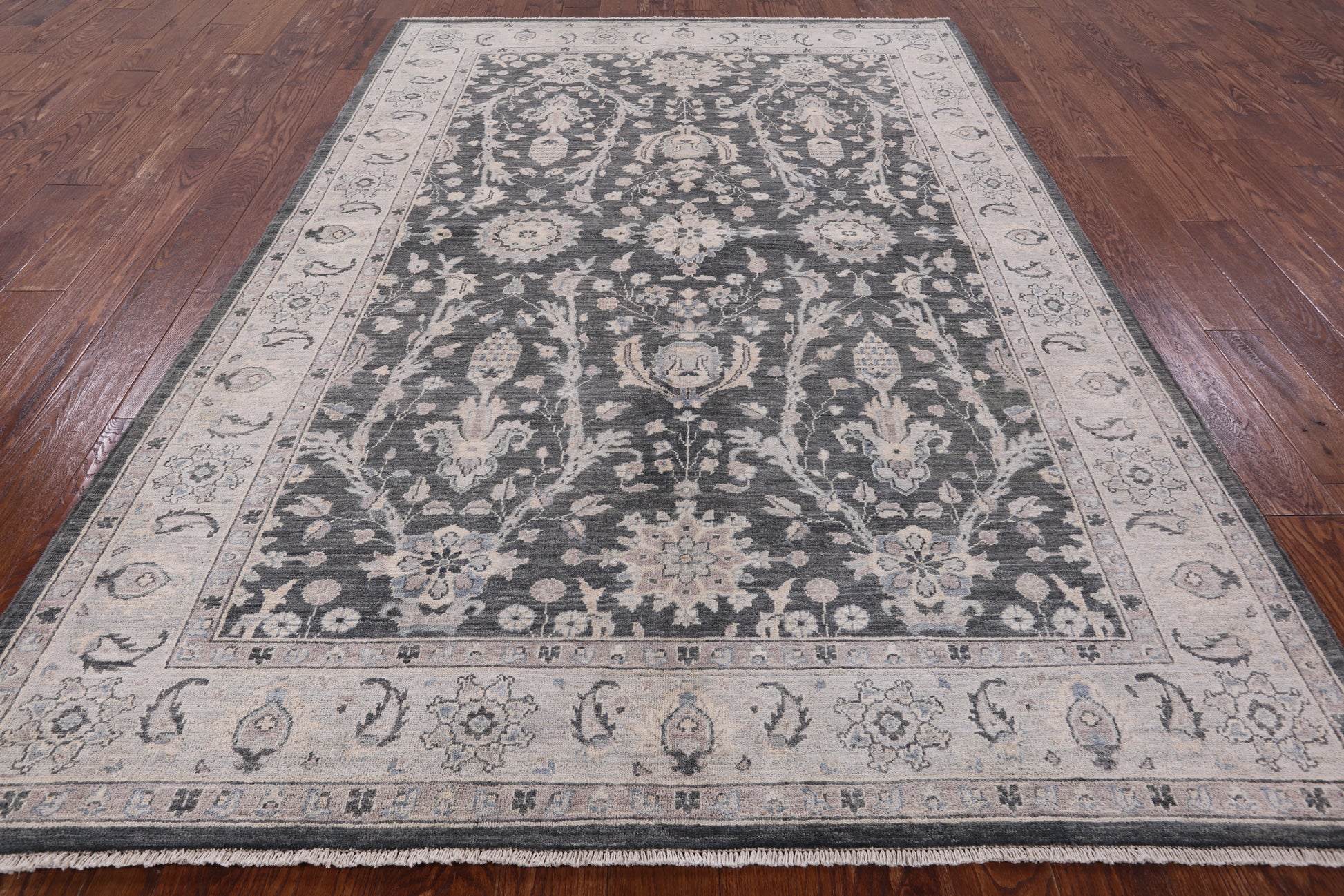Grey Persian Washed Out Handmade Wool Area Rug - 6' 1" X 8' 11" - Golden Nile