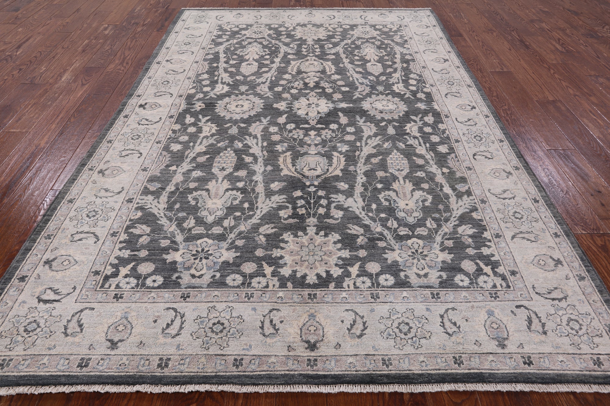 Grey Persian Washed Out Handmade Wool Area Rug - 6' 1" X 8' 11" - Golden Nile
