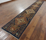 3 X 17 Hand Knotted Fine Serapi Area Rug - Golden Nile