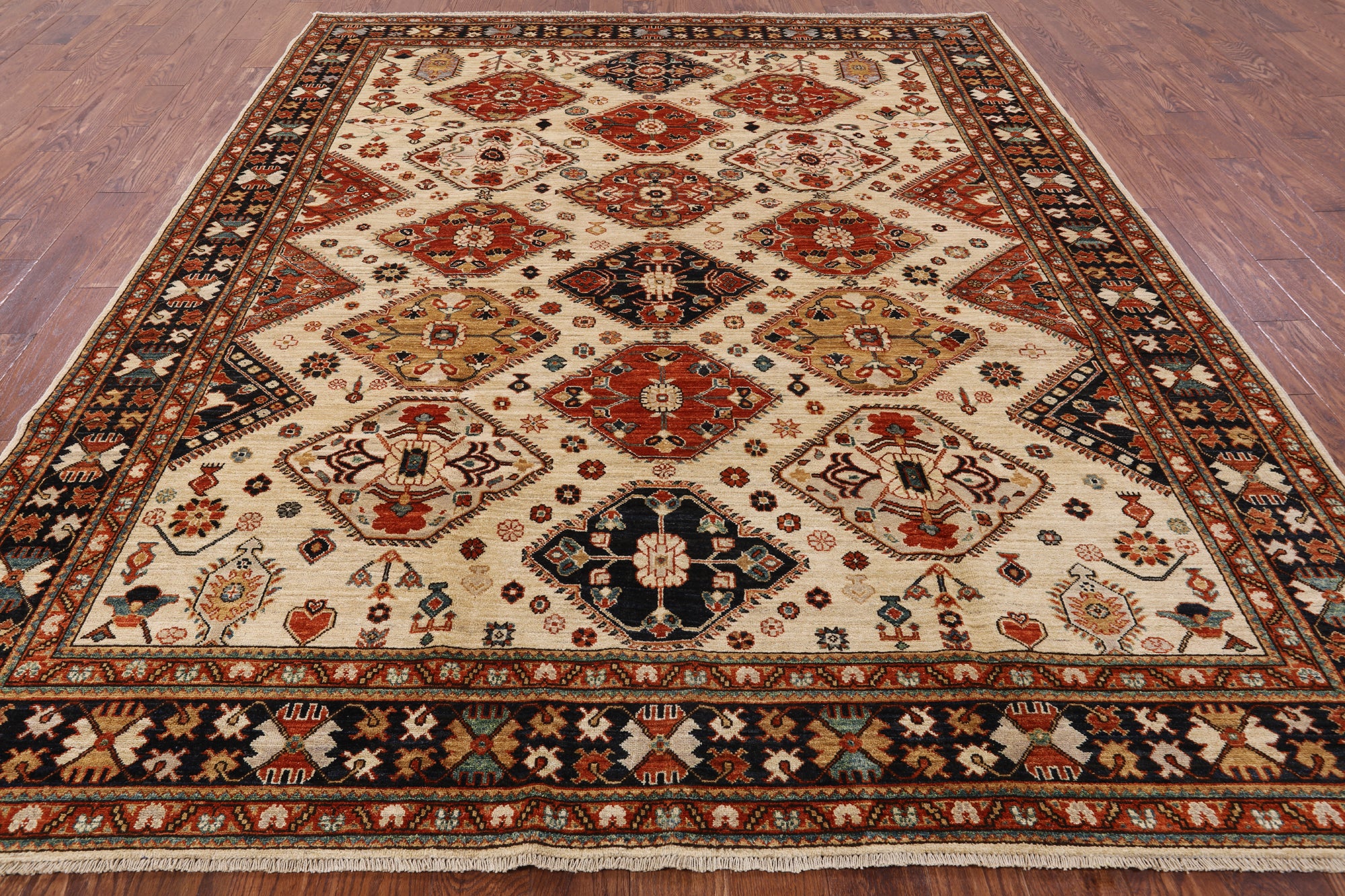 Ivory Fine Serapi Hand Knotted Rug - 8' 5" X 10' 1" - Golden Nile