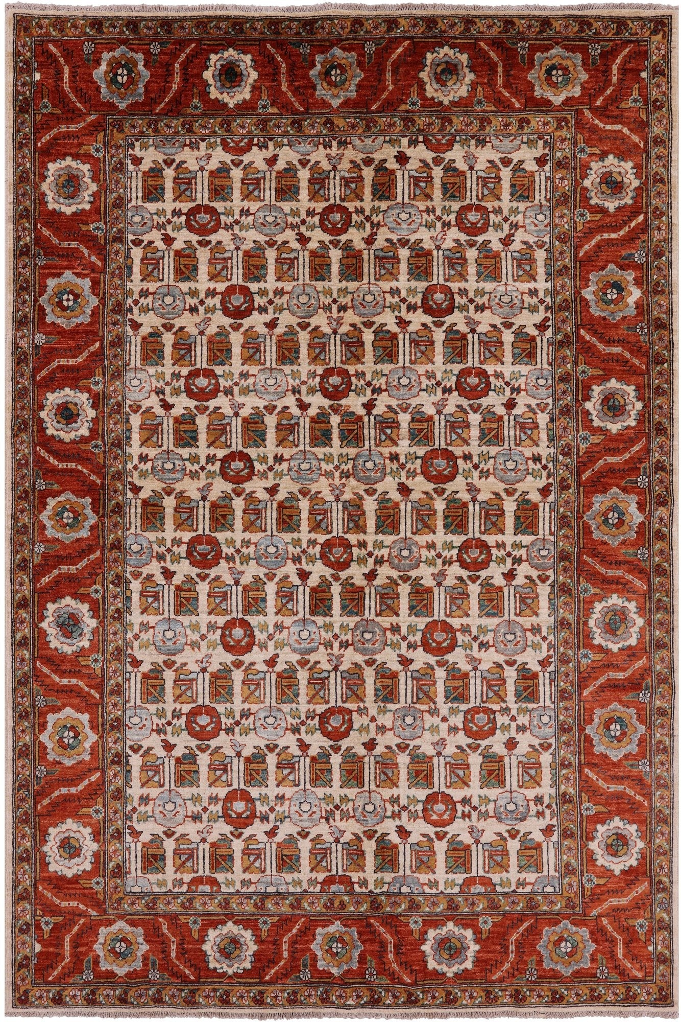 Ivory Fine Serapi Handmade Area Rug - 6' 2" X 9' 2" - Golden Nile