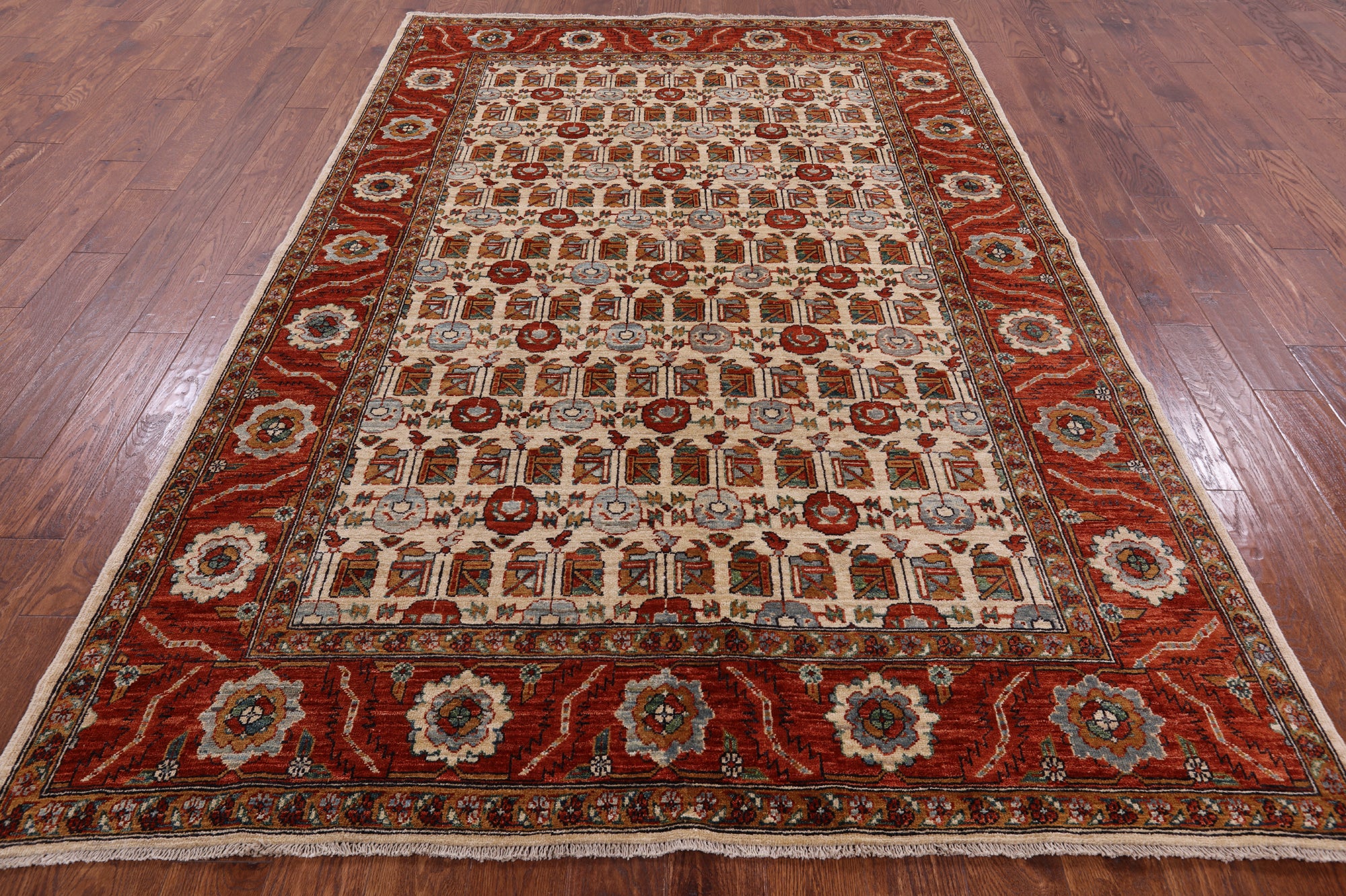 Ivory Fine Serapi Handmade Area Rug - 6' 2" X 9' 2" - Golden Nile
