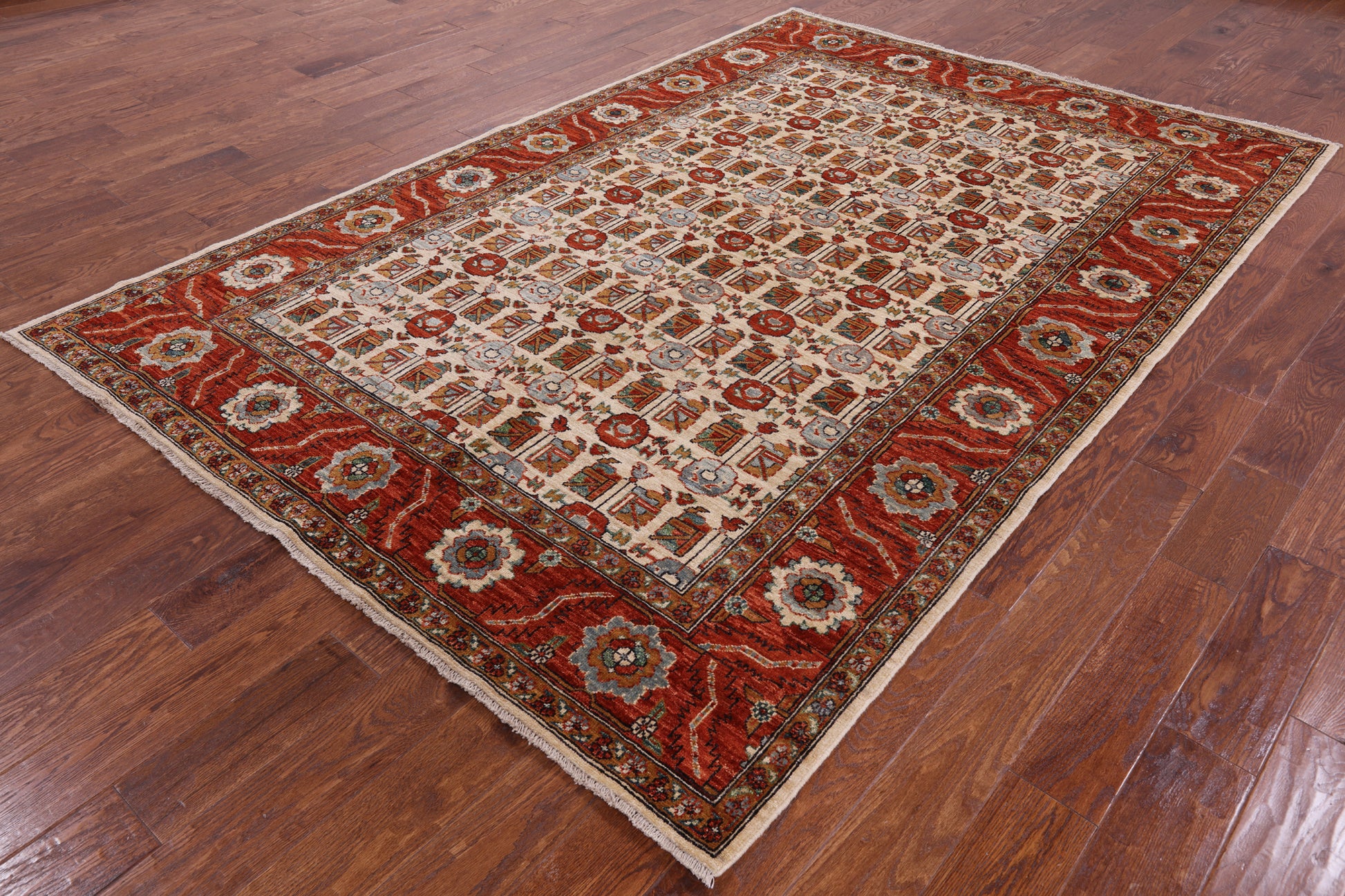 Ivory Fine Serapi Handmade Area Rug - 6' 2" X 9' 2" - Golden Nile
