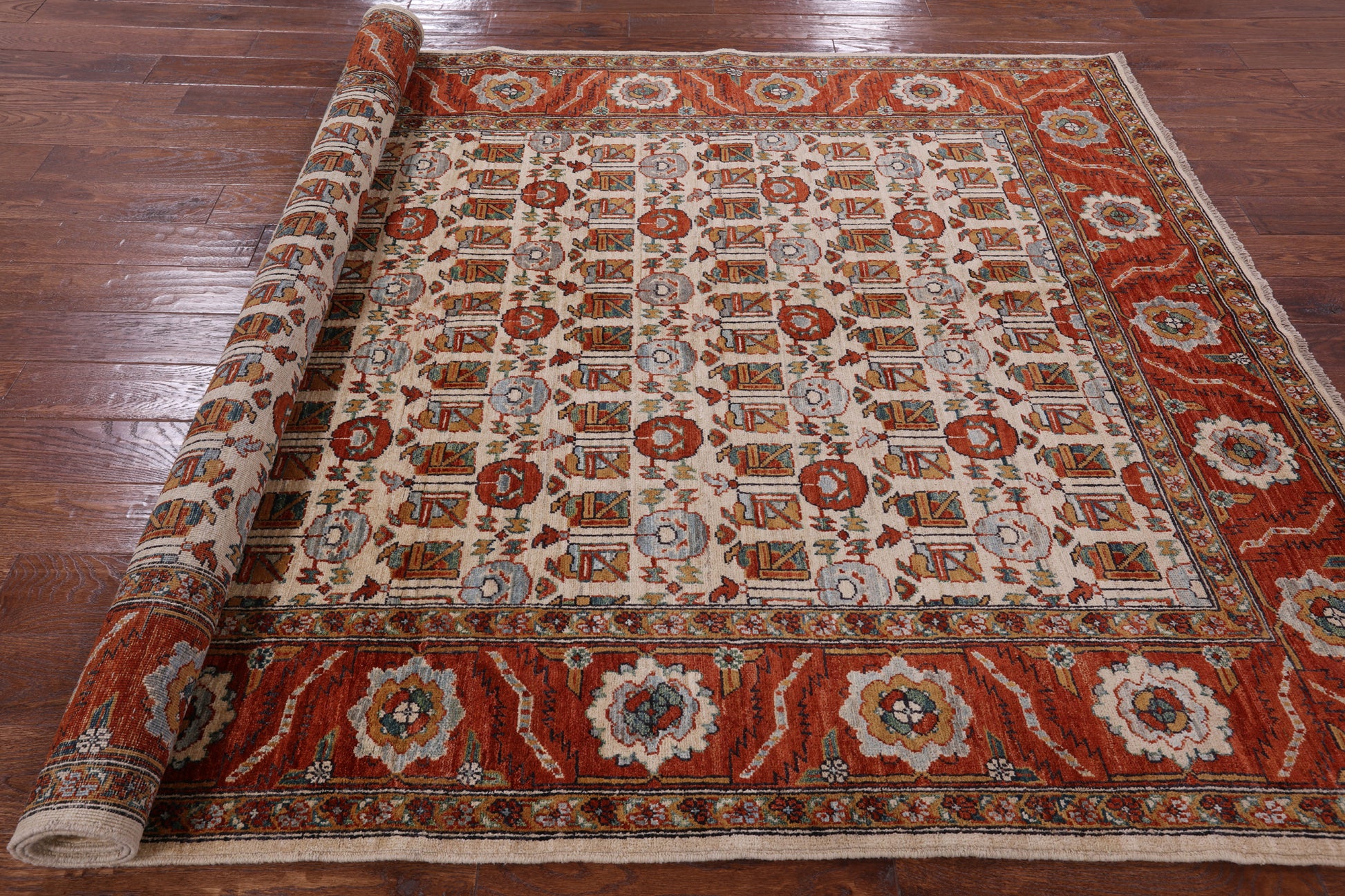 Ivory Fine Serapi Handmade Area Rug - 6' 2" X 9' 2" - Golden Nile