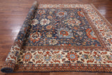 Blue Fine Serapi Hand Knotted Rug - 9' 1" X 12' 2" - Golden Nile