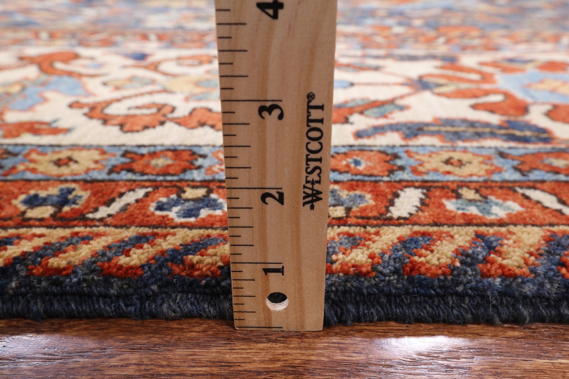 Blue Fine Serapi Hand Knotted Rug - 9' 1" X 12' 2" - Golden Nile