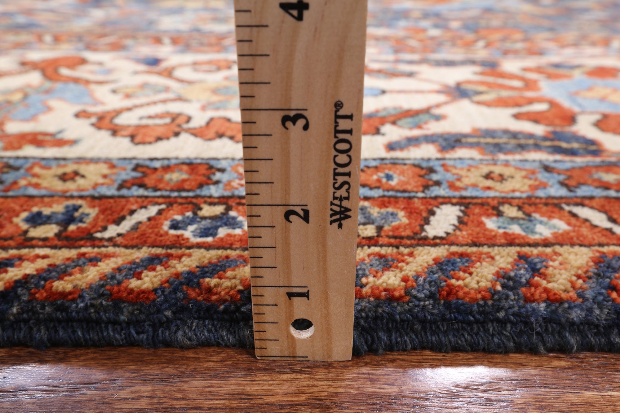 Blue Fine Serapi Hand Knotted Rug - 9' 1" X 12' 2" - Golden Nile