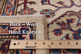 Ivory Super Fine Kazak Hand Knotted Wool Area Rug - 8' 0" X 10' 0" - Golden Nile