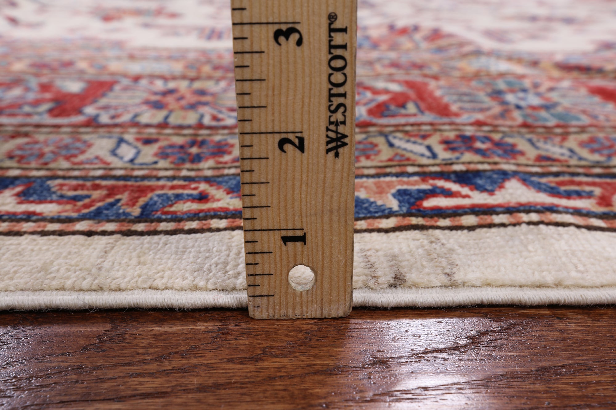Ivory Super Fine Kazak Hand Knotted Wool Area Rug - 8' 0" X 10' 0" - Golden Nile