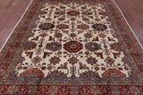 Ivory Super Fine Kazak Handmade Wool Rug - 8' 0" X 10' 0" - Golden Nile