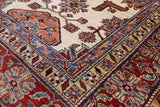 Ivory Super Fine Kazak Handmade Wool Rug - 8' 0" X 10' 0" - Golden Nile