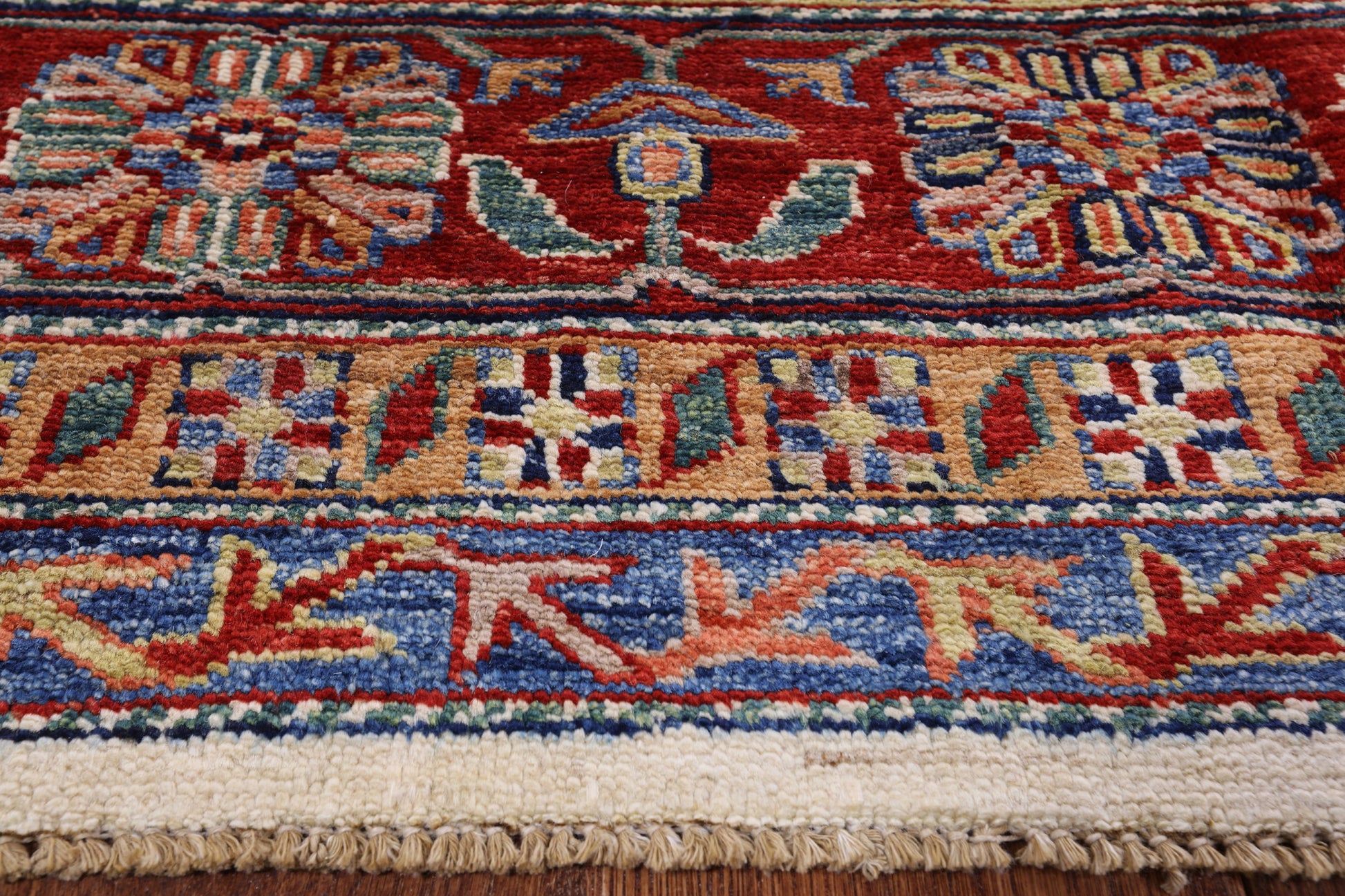 Ivory Super Fine Kazak Handmade Wool Rug - 8' 0" X 10' 0" - Golden Nile
