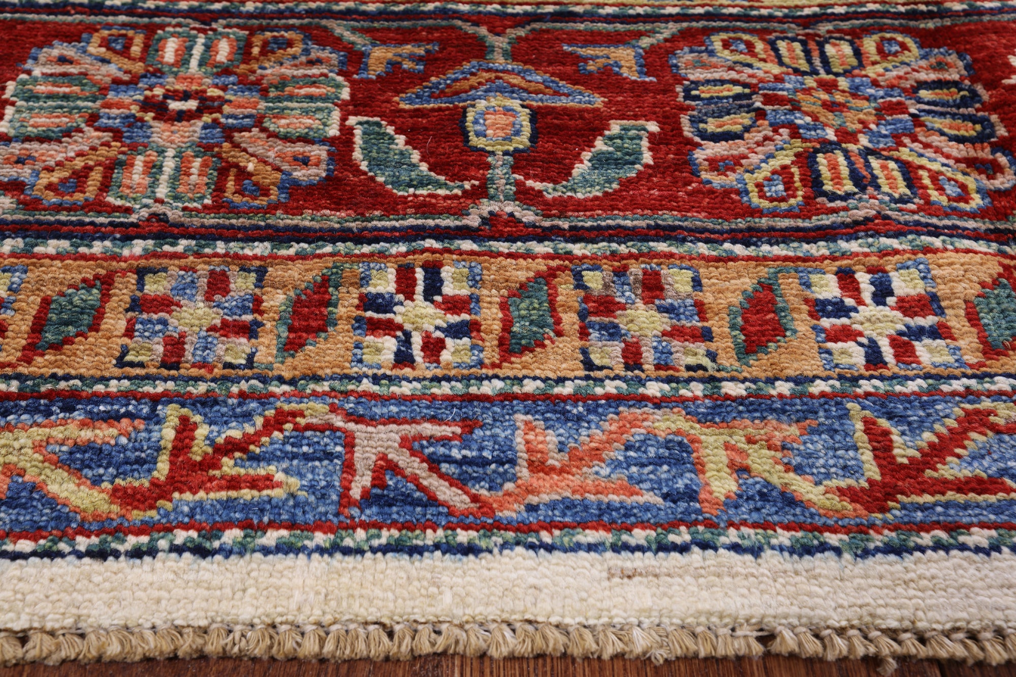 Ivory Super Fine Kazak Handmade Wool Rug - 8' 0" X 10' 0" - Golden Nile
