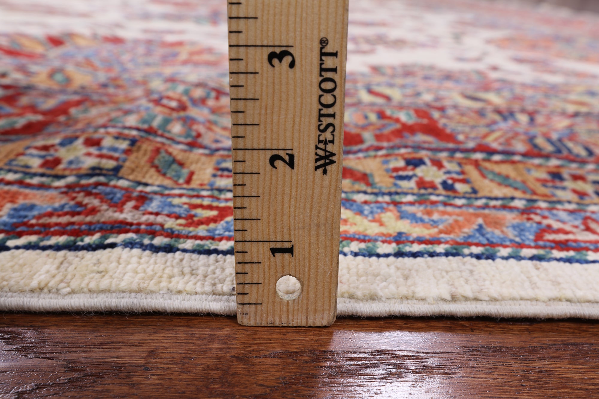 Ivory Super Fine Kazak Handmade Wool Rug - 8' 0" X 10' 0" - Golden Nile