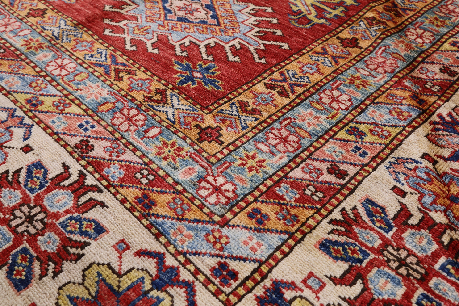 Red Super Kazak Hand Knotted Area Rug - 9' 10" X 13' 3" - Golden Nile