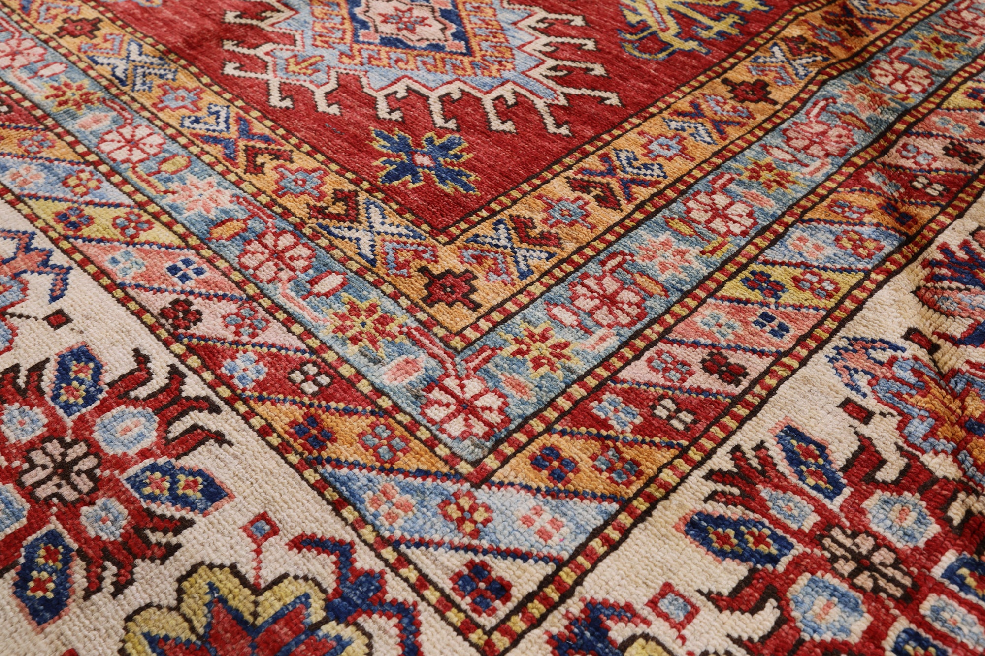 Red Super Kazak Hand Knotted Area Rug - 9' 10" X 13' 3" - Golden Nile