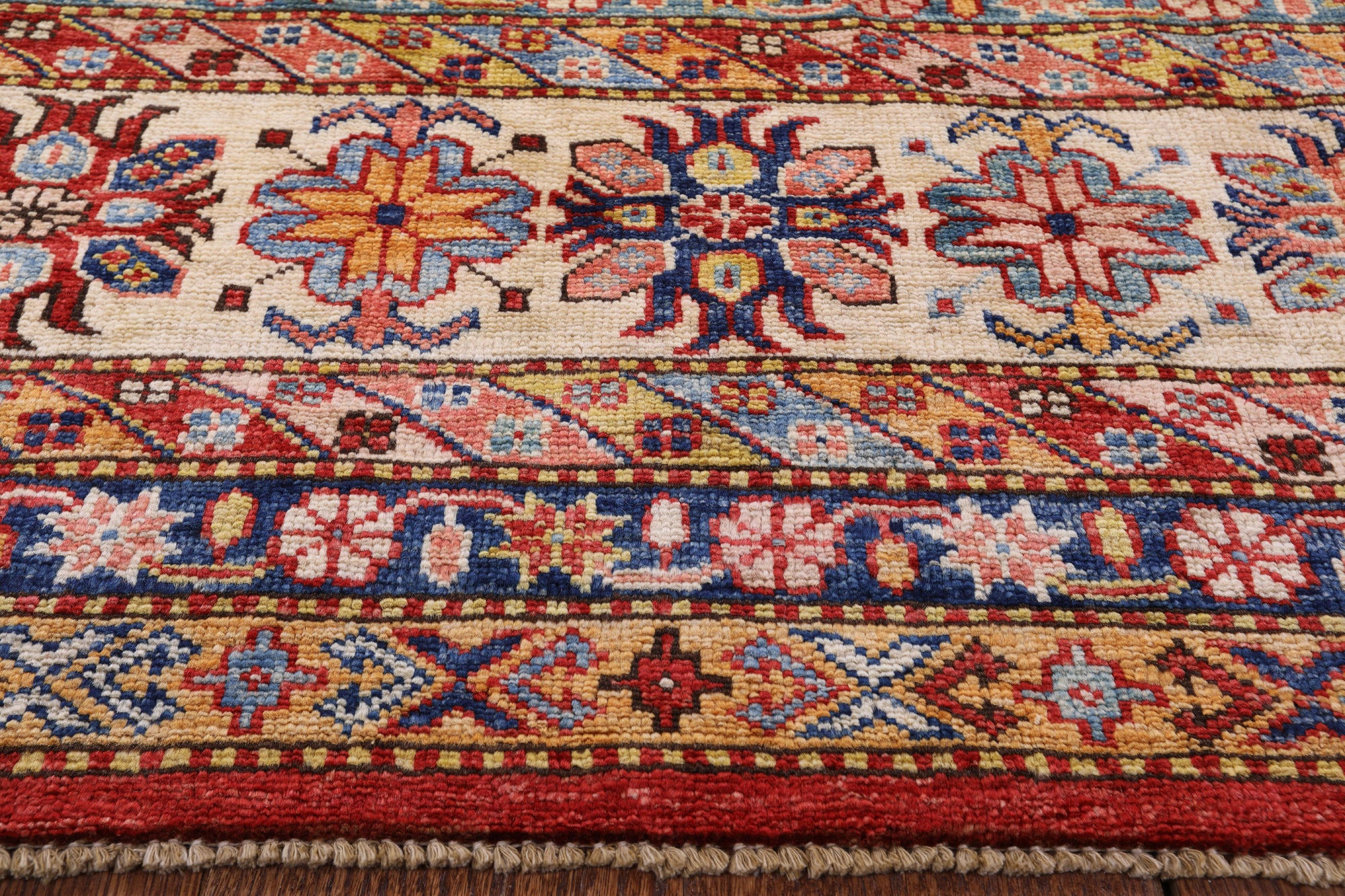 Red Super Kazak Hand Knotted Area Rug - 9' 10" X 13' 3" - Golden Nile