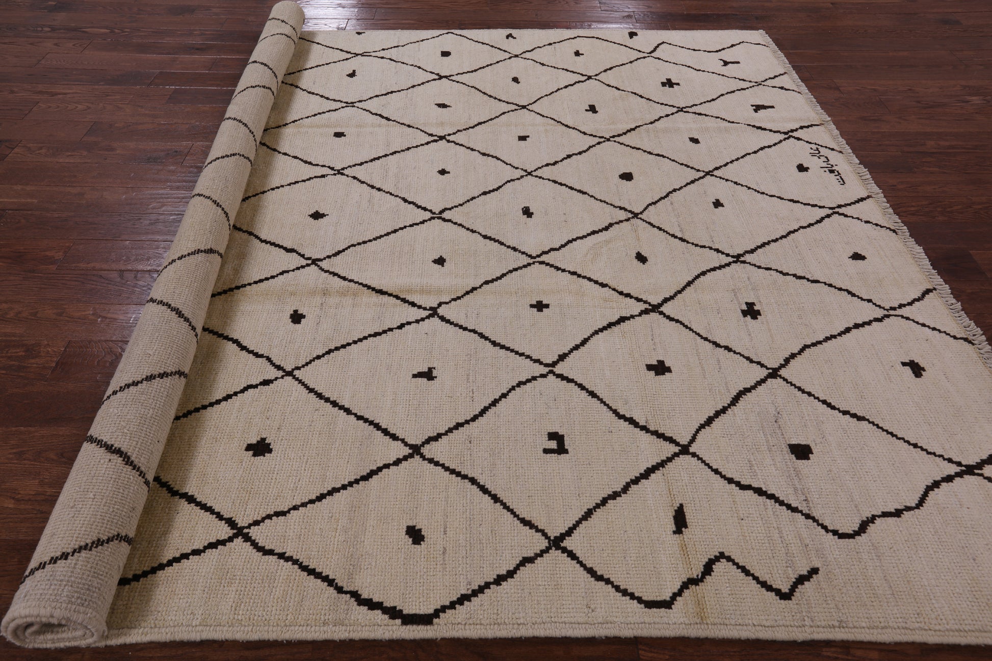 Ivory Tribal Moroccan Hand Knotted Area Rug - 8' 3" X 10' 0" - Golden Nile