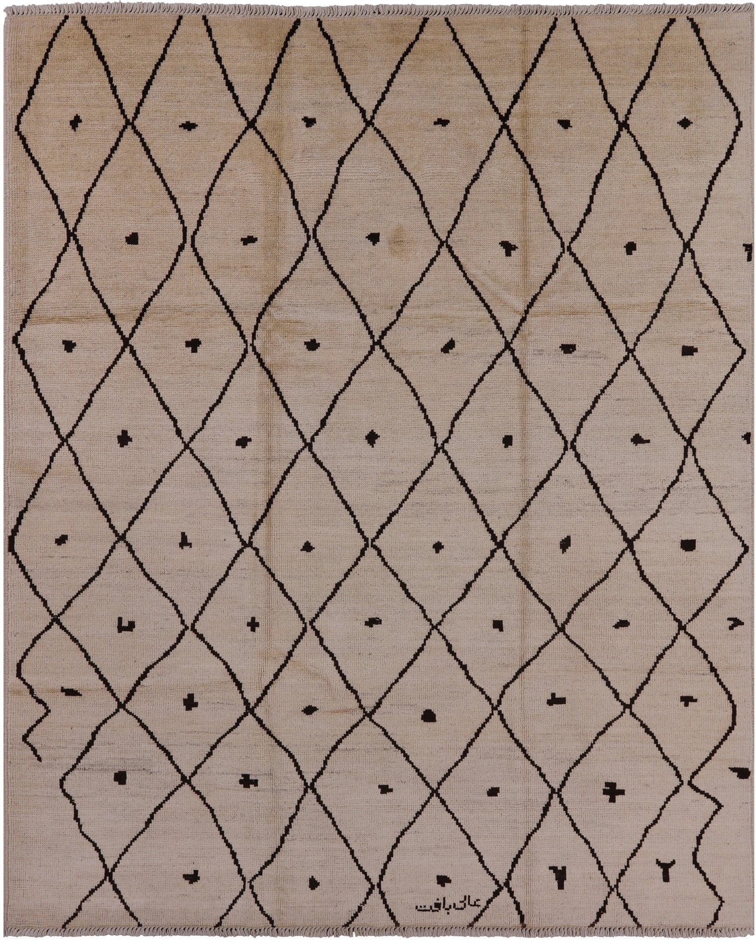 Ivory Tribal Moroccan Hand Knotted Area Rug - 8' 3" X 10' 0" - Golden Nile