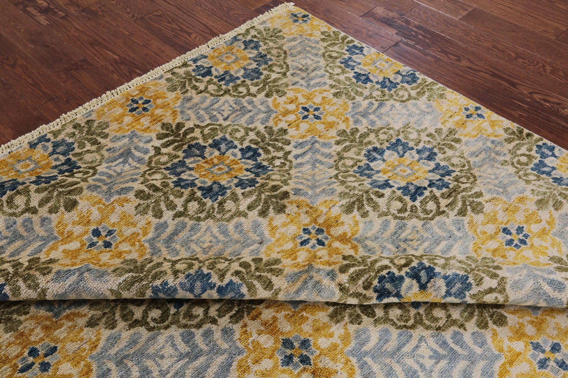 Ikat Hand Knotted Wool Area Rug - 7' 10" X 10' 1" - Golden Nile