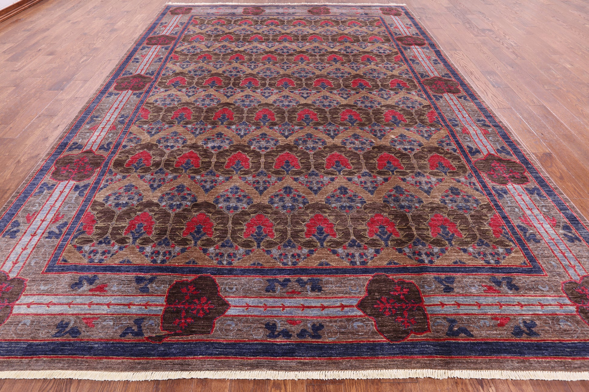 William Morris Handmade Wool Area Rug - 9' 7" X 13' 2" - Golden Nile