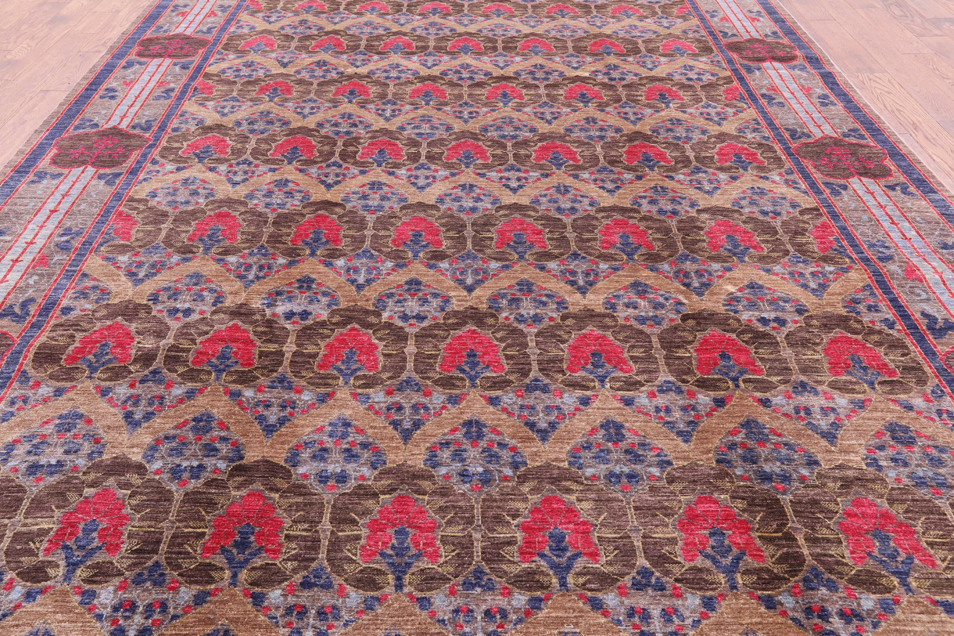 William Morris Handmade Wool Area Rug - 9' 7" X 13' 2" - Golden Nile