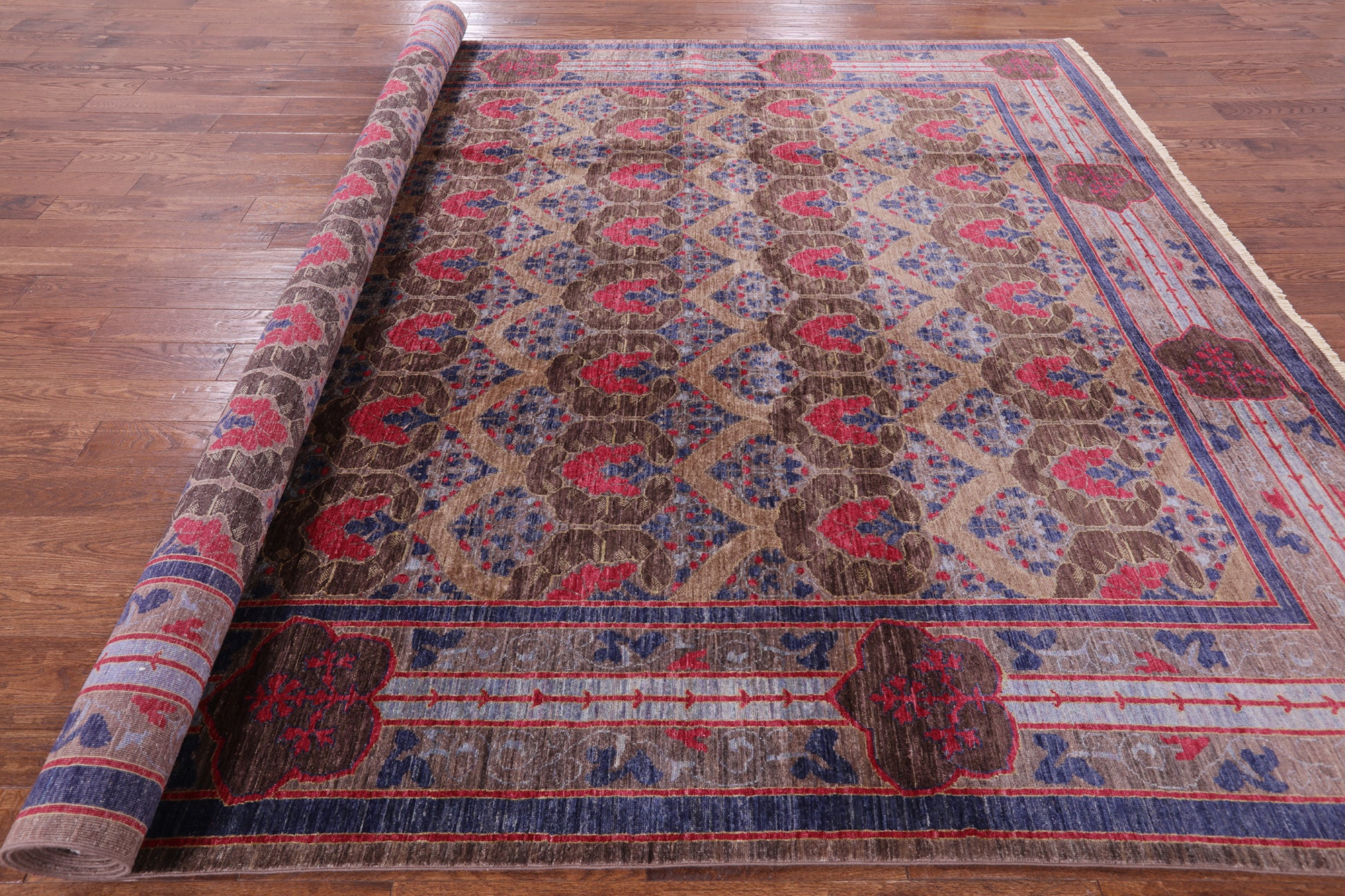 William Morris Handmade Wool Area Rug - 9' 7" X 13' 2" - Golden Nile