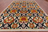 Ivory William Morris Hand Knotted Wool Area Rug - 9' 10" X 13' 3" - Golden Nile